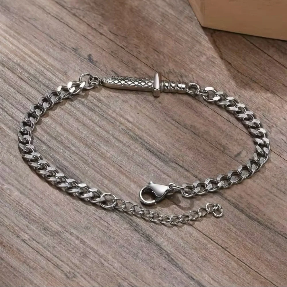Sword Bracelet, Mens Chain Link Bracelet , Stainless Steel